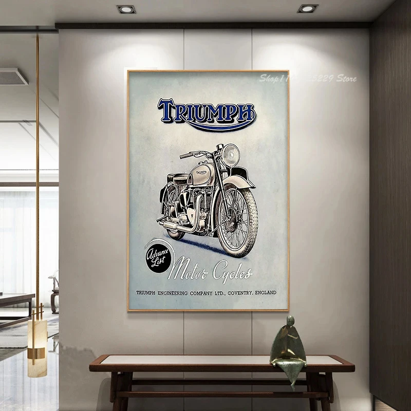 Vintage Motorcycle Poster Motorcycle Art Poster Canvas Print Painting Vintage Bar Club Wall Art Decoration Painting
