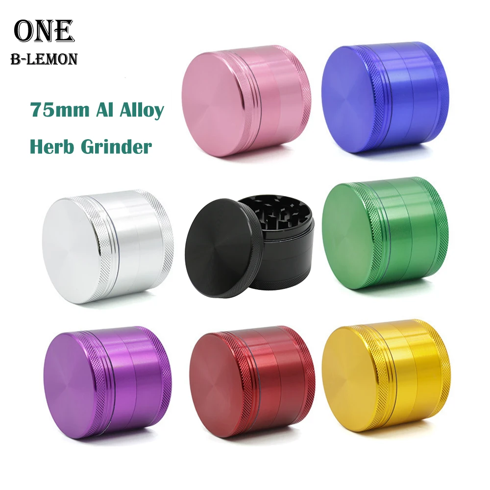 75mm Herb Grinders, 4-layers Al Alloy Spice Mills, Crusher Kitchen Tools, Smoking Accessories for Friends, Holiday Gifts