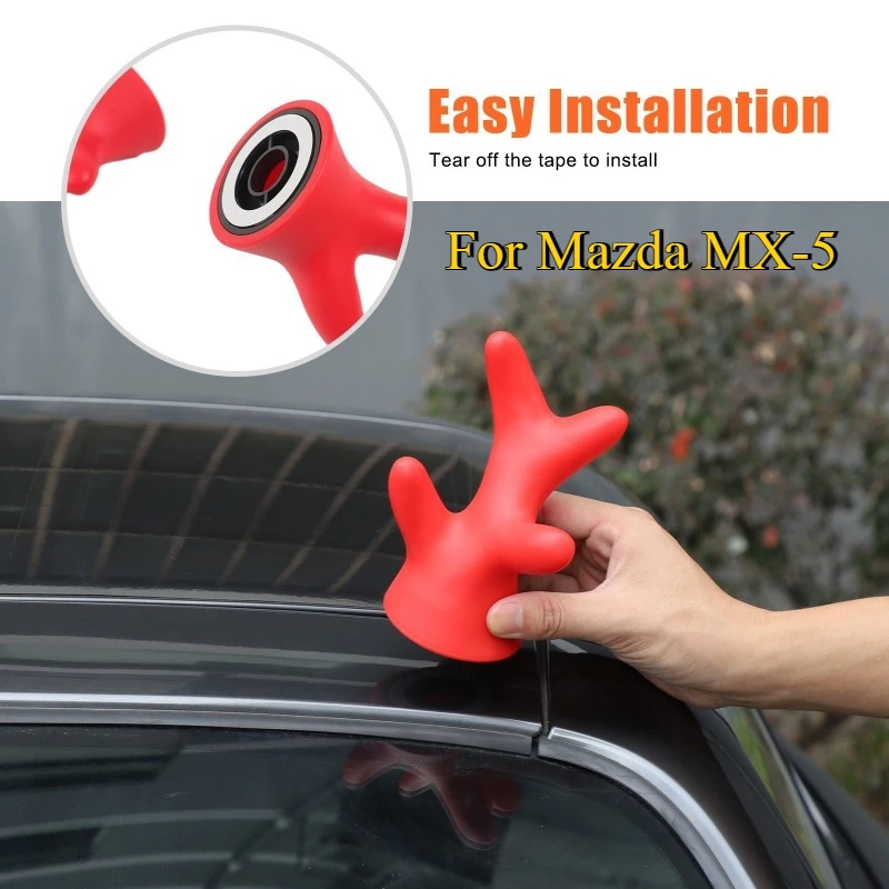 

Fit For Mazda MX-5 Miata Roadster 2016-2024 PVC Car Roof Decoration Deer Antler 3D Stickers Car Accessories