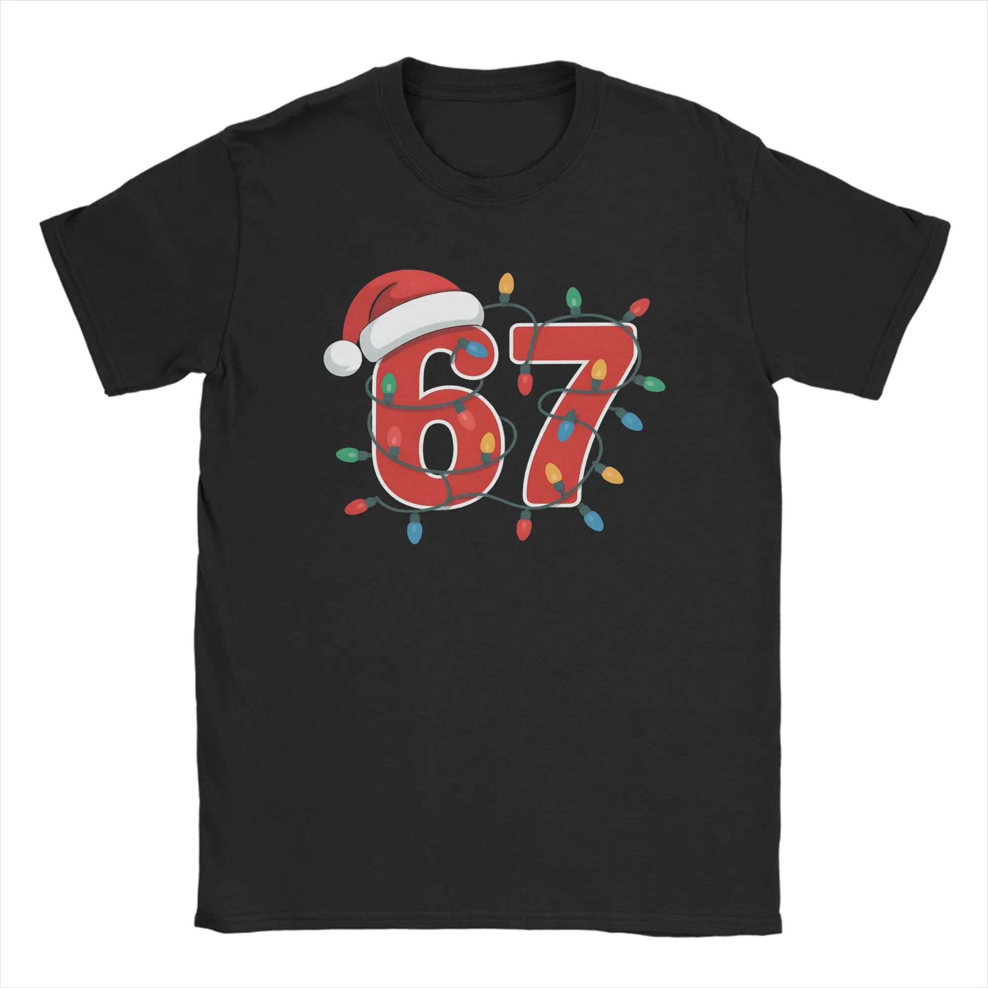 

67 Christmas Funny Six Seven Meme Brainrot Santa Claus T Shirt Men Pure Cotton Casual T-Shirts Crew Neck Short Sleeve Plus Size