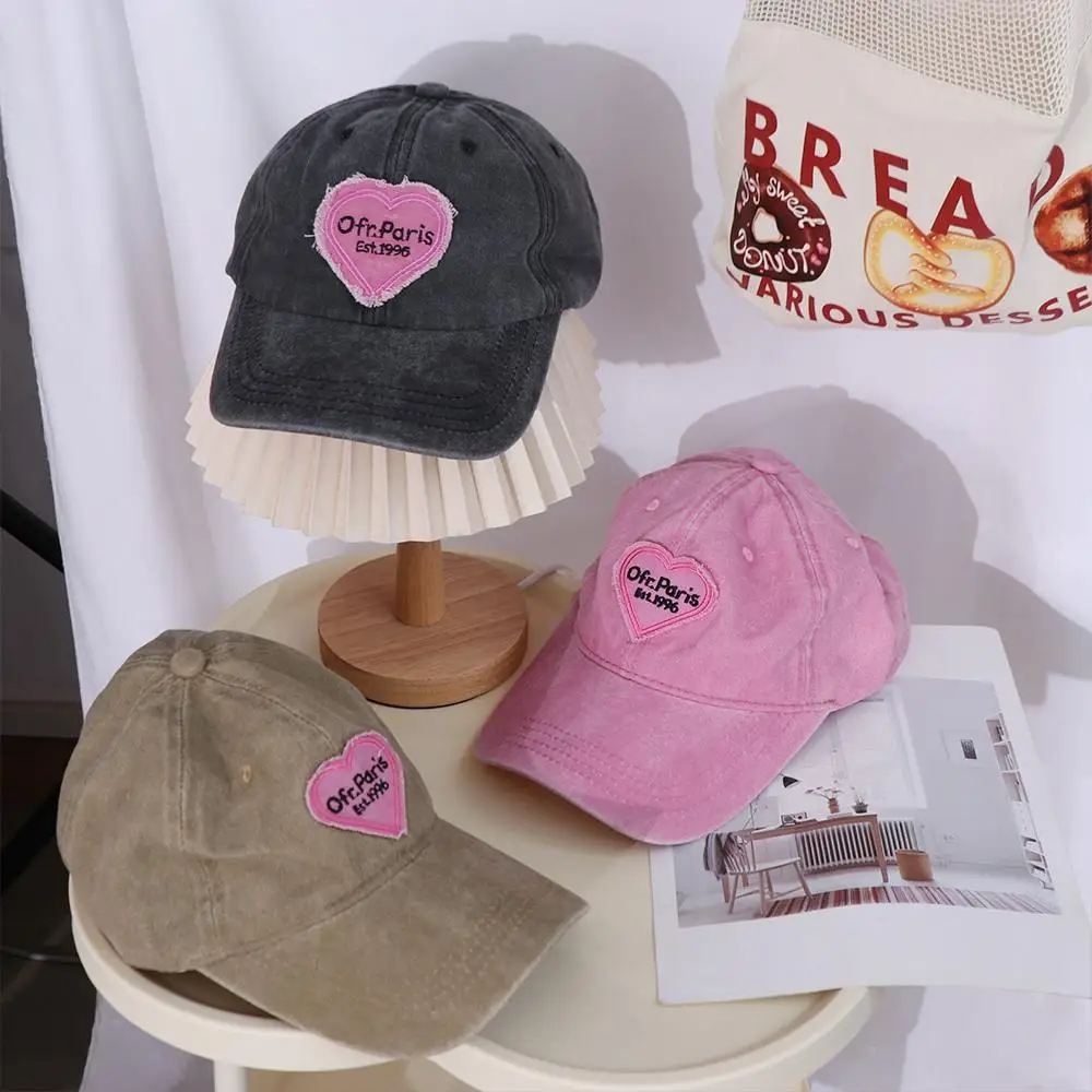 

Adjustable Trendy Pink Love Heart Outdoor Sunshade Cap For Women For Men Sun Cap Heart Baseball Cap Snapback Hat Visors Cap