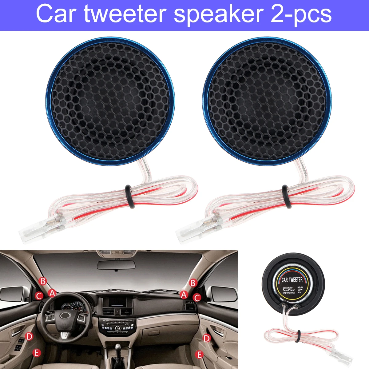 

2pcs 1.5 Inch 180W T-255L 360-degree Surround Sound High Efficiency Mini Dome Tweeter Speakers for Car Audio System