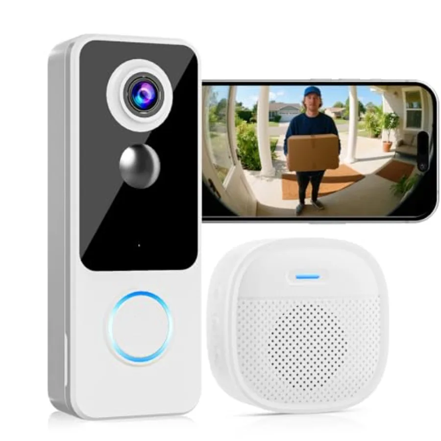 

Doorbell Camera Wireless, 2K FHD Head-to-Toe Video, no Subscription, Two-Way Talk, Smart Home Video Doorbell with Chime, Batter