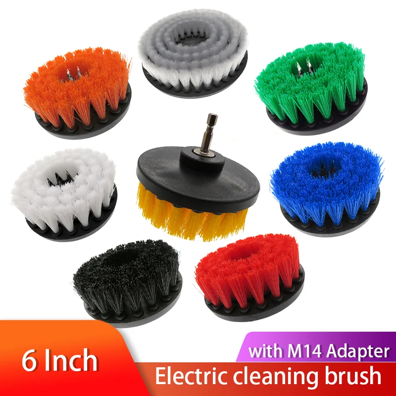 1Pcs 6Inch Power Scrubber Brush Electric Drill Cleaning with M14 Adapter Soft and Hard for Carpets Kitchens and Bathrooms