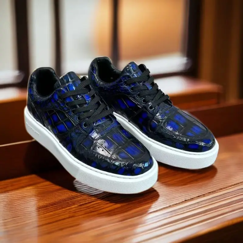 2025 new arrival Crocodile skin causal shoes men,male Genuine leather sneakers pdd700