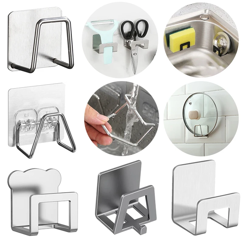 

Self Adhesive Kitchen Sink Stainless Steel Sponges Rack Cutting Board Rack pot cover Rack garbage bag Rack Multi-functional