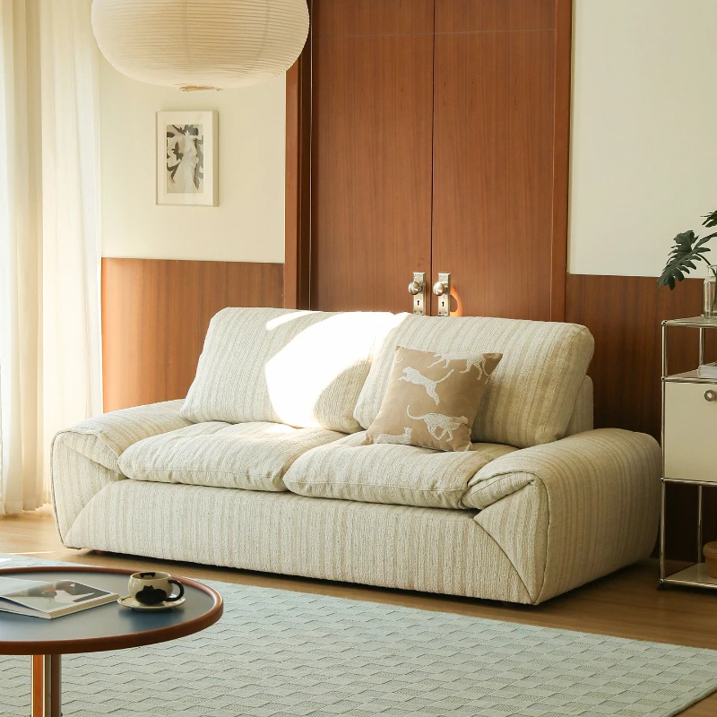 

Fabric sofa removable and washable small apartment living room household double straight row module medium antique sofa