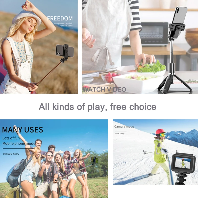 4 In1 Wireless Bluetooth Selfie Stick Tripod Phone Stand Foldable Monopods Universal for Smartphones Sports Action Cameras