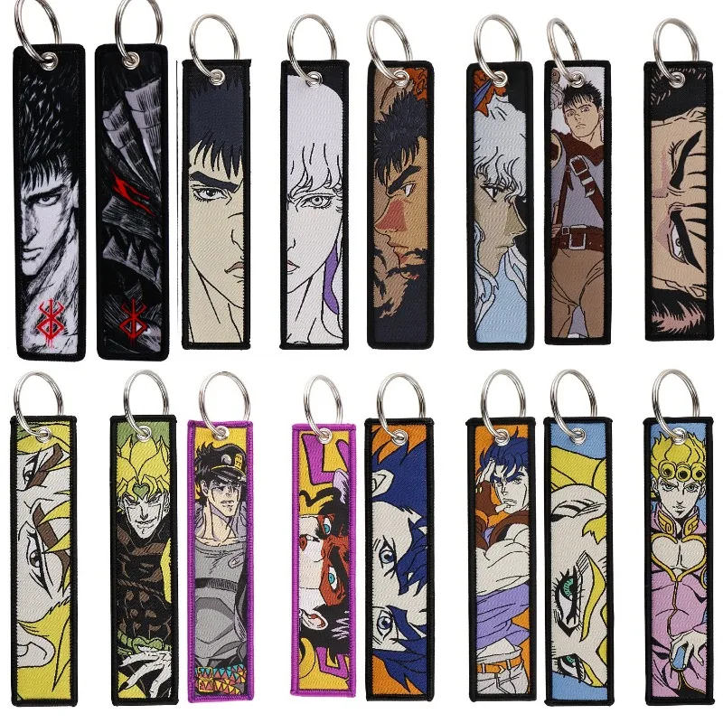 

Sword Wind Legend Anime JOJO Wonderful Adventure Weaving Mark Keychain Decorative Chain Fabric Key Pendant Toy Business Gifts