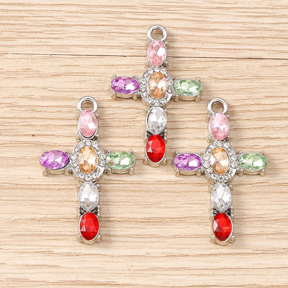Tusember 5 Stück 18*30mm CZ Strass Kristall Kreuz Charms Anhänger für Schmuckherstellung Ohrringe Halskette Kruzifix ﻿ Zubehör – Detail 6