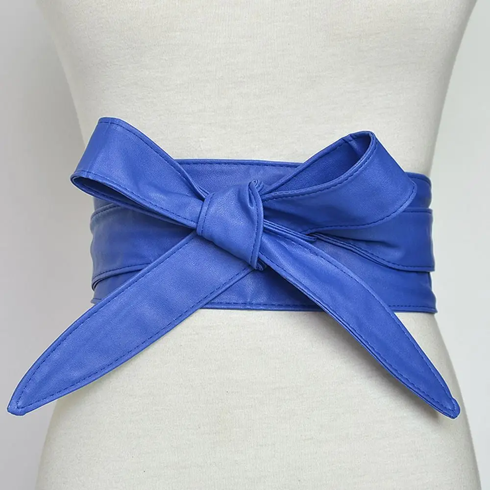 المرأة بسيطة التفاف Bowknot مشد حزام واسعة الخصر الفرقة Bowknot حزام جلد السيدات فستان Cummerbands