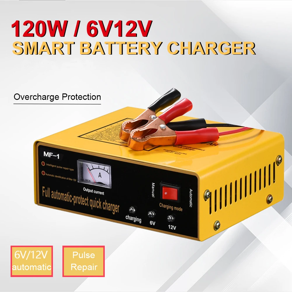 Multiple Protection 120W Battery Charger for Car Motorcycle Toy Car Power Fully Automatic 6V12V Battery Storage Charge Device