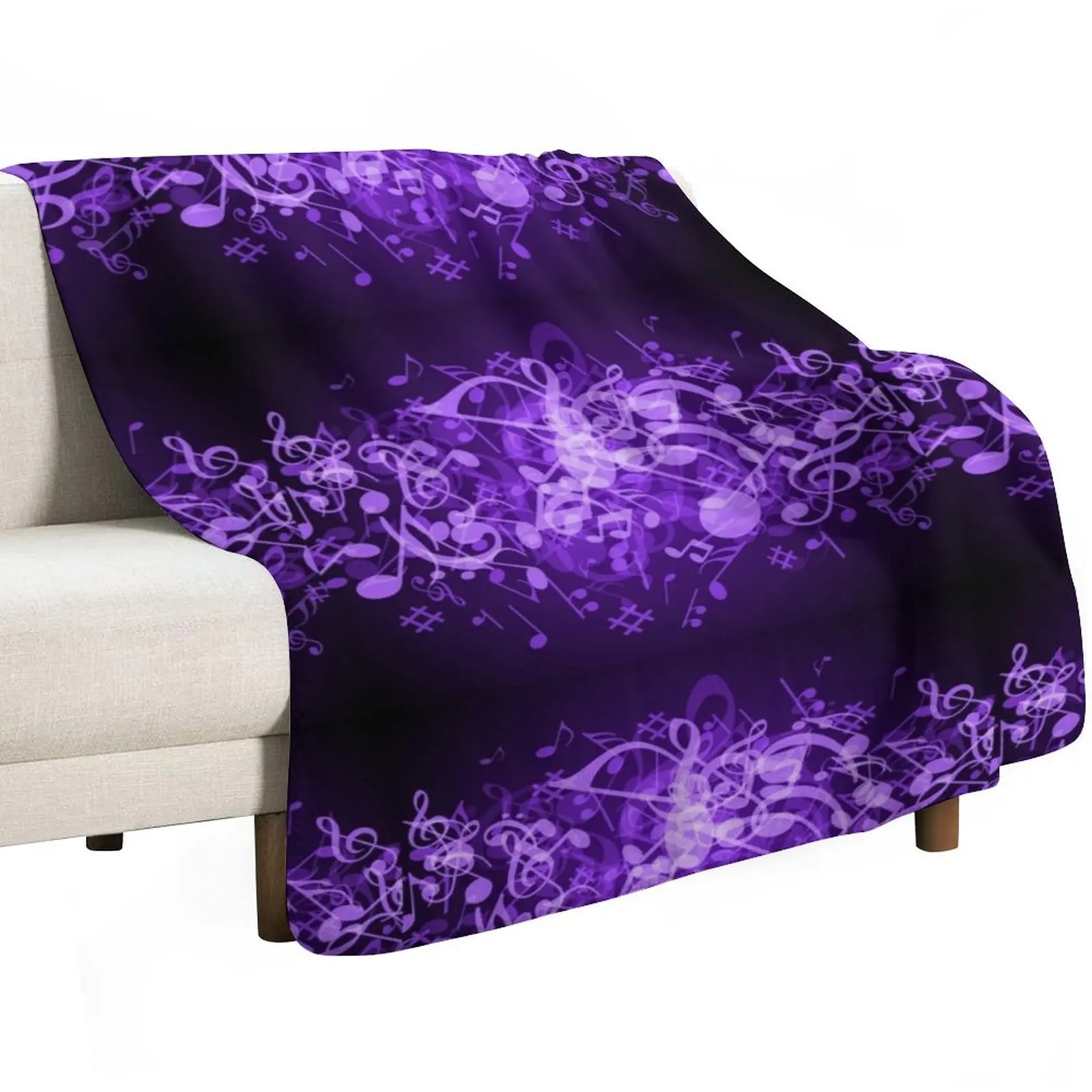 Purple Glow Music Notes Throw Blanket manga Cute Plaid Blankets For Bed Sleeping Bag Luxury Brand Blankets
