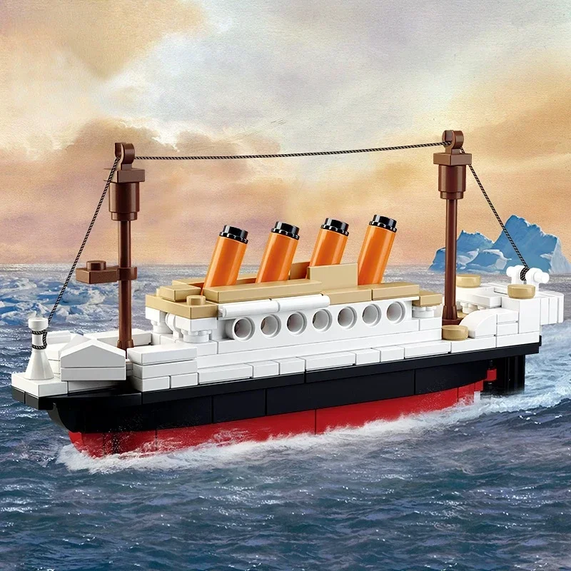 194PCS Titanic RMS Ship Boat Building Blocks Sets Juguetes DIY Bricks City Brinquedos Figures Educational Toys for Boy or Girls