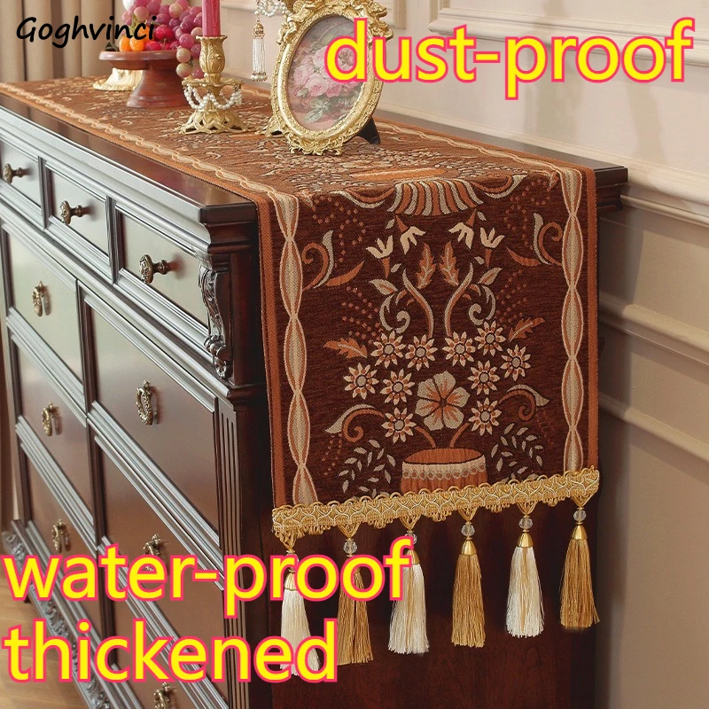 

Table Runner Modern Fashion Luxury Tassels European Vintage Party Decoration Multi-size Heavy-duty Wate-rproof Stain-Resistant