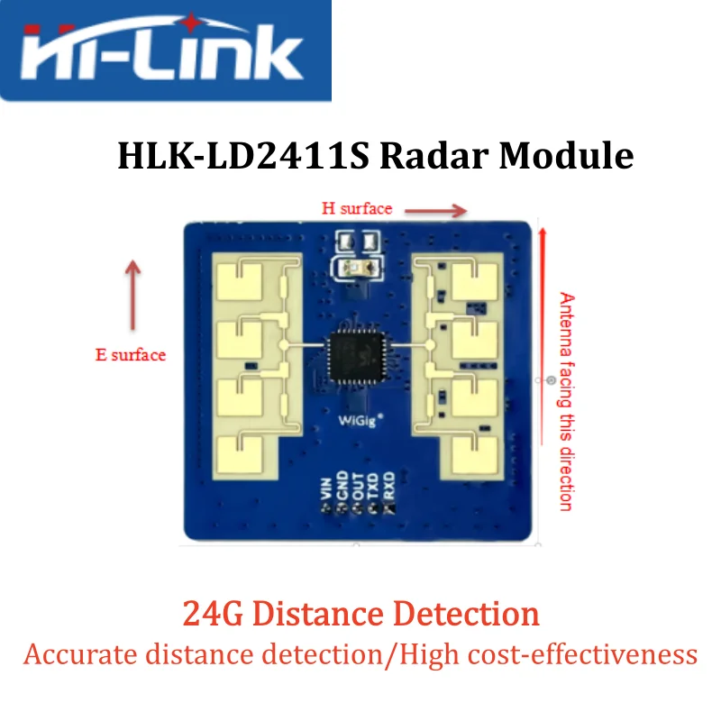 Hot Sale HLK-LD2411S 24G Millimeter Wave Radar Sensor High Precision Human Distance Detector Smart Lighting Control Module