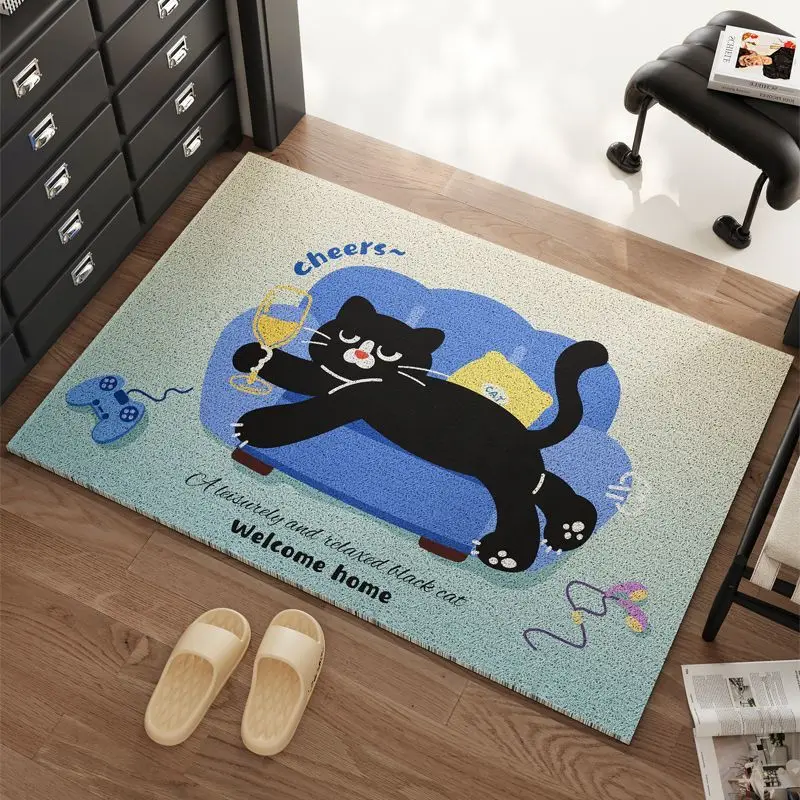 Internet celebrities cat door mat thickened door door non-slip foot mat entrance porch silk ring dust resistant dirt mat carpet