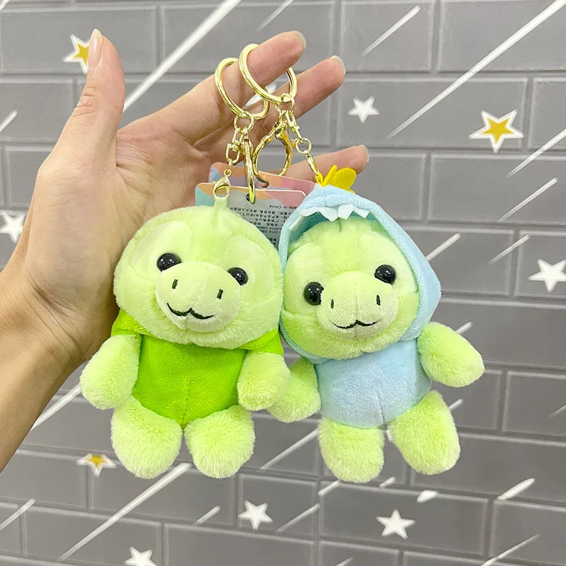 Cute Dinosaur Set Head Turtle, pingente de pelúcia, Lucky Keychain, Grip, Soft Satchel, acessórios pendurados na moda, presente para casal