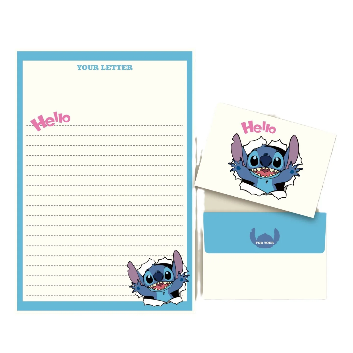4pcs/lot Disney Stitch Envelope Letterhead Girls Birthday Party Invitation Card Envelope Cartoon Postcards Message Writing Paper