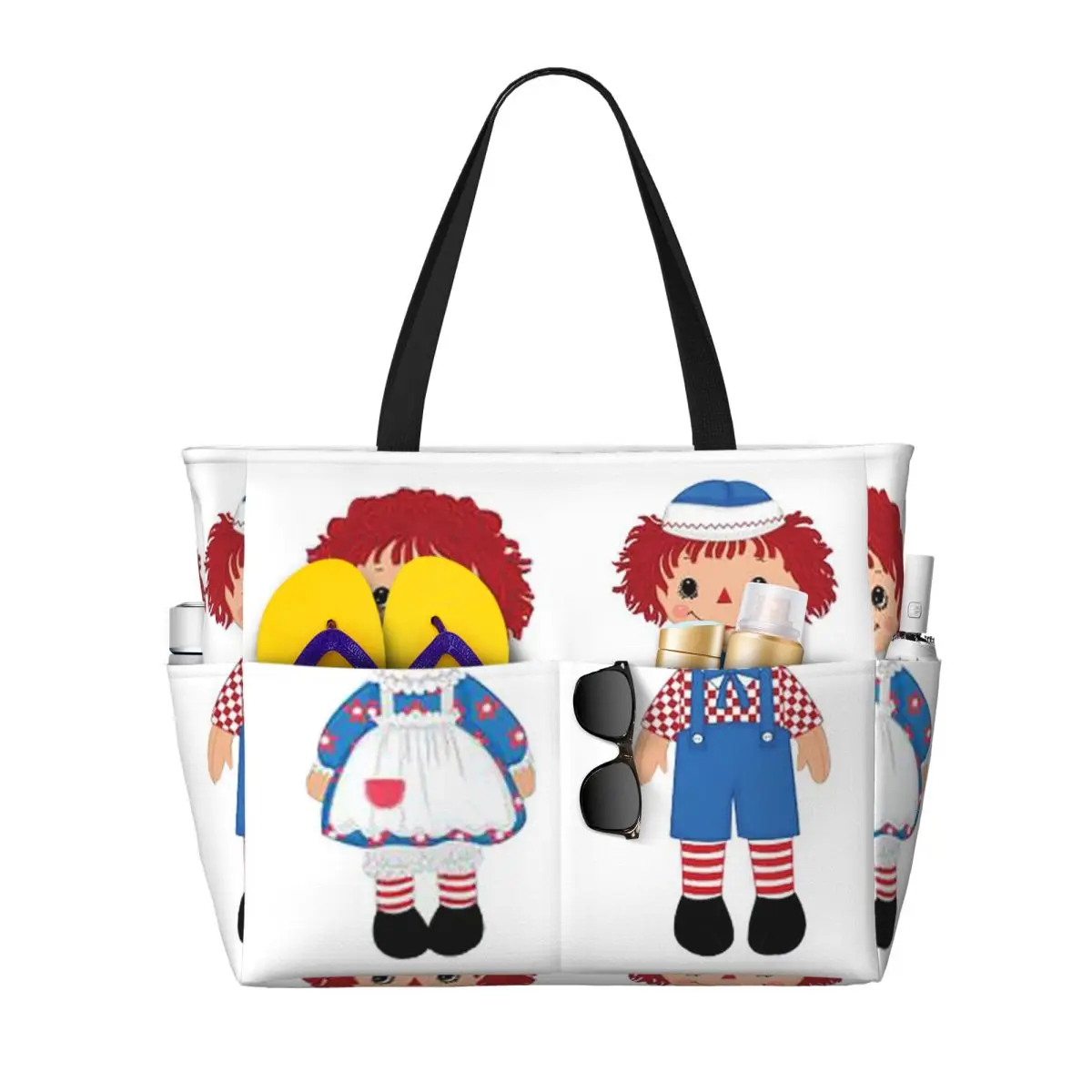 

Raggedy Ann And Raggedy Andy The Vintage Dolls Beach Tote Bag Sport Gym Yoga Duffle Large Tote Bag Women Travel Bag Fitness bag