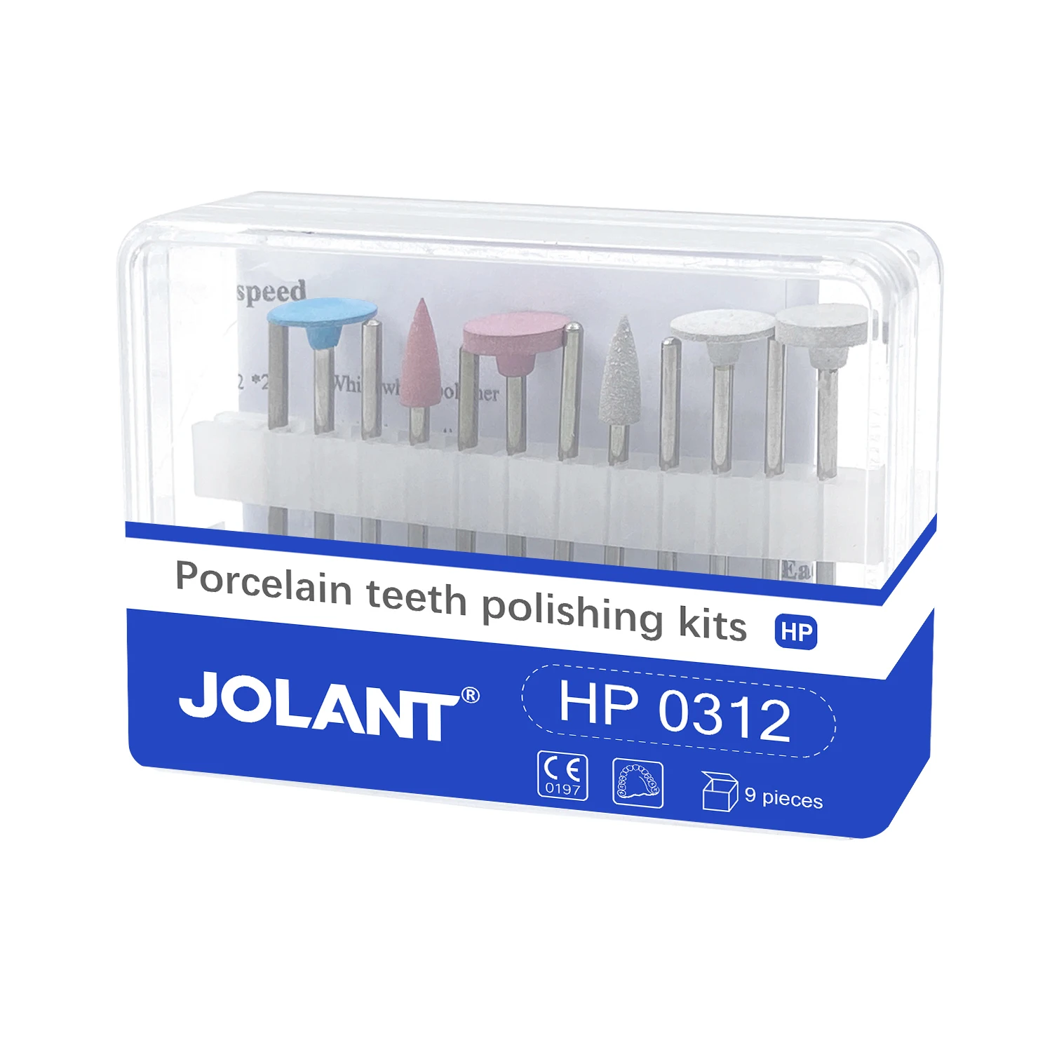 12pcs/Box JOLANT Dental Silicone Polishers HP0312 Dental Porcelain Restoration Set Teeth Polishing Kits for Low Speed Handpiece