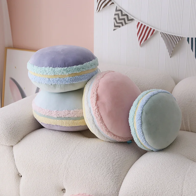 Macaroon Cozy Cushion Round Decorative Pillow Love Present Soft Velvet Chic Dessert Warm Home Sofa Car Decorating Gift