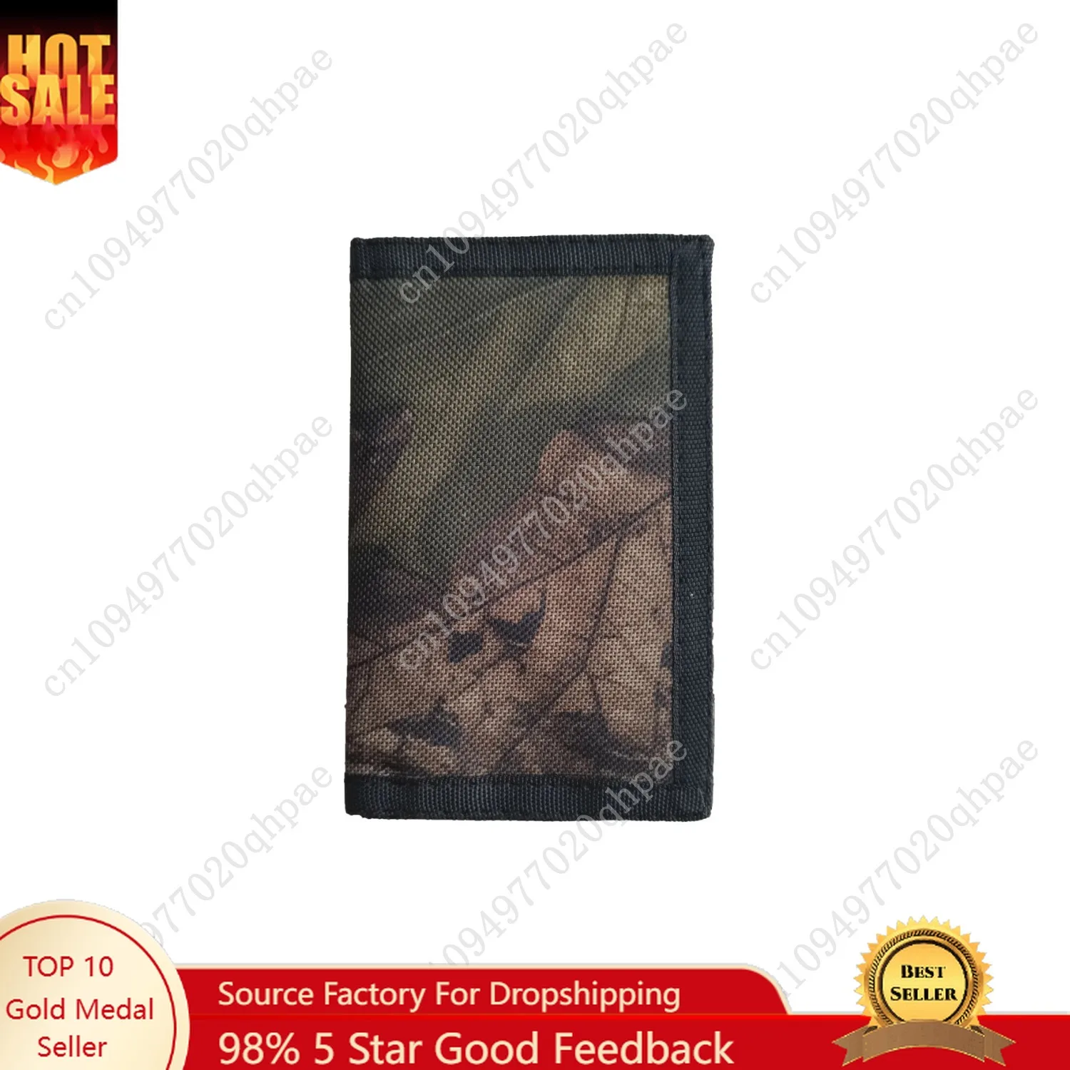 Hunting Camo Print Kids Wallet for Boys Girls Branch Camouflage Brown Fall Leaf Branches and Trunks Trifold Wallets