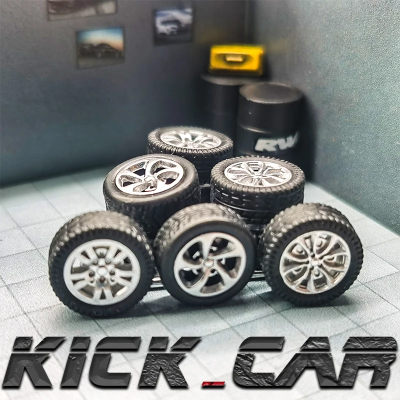 1:64 100 Sets Of Wheels For 100 Model Cars with Rubber Tire Basic Modified Parts Racing Vehicle Toys Tomica MiniGT