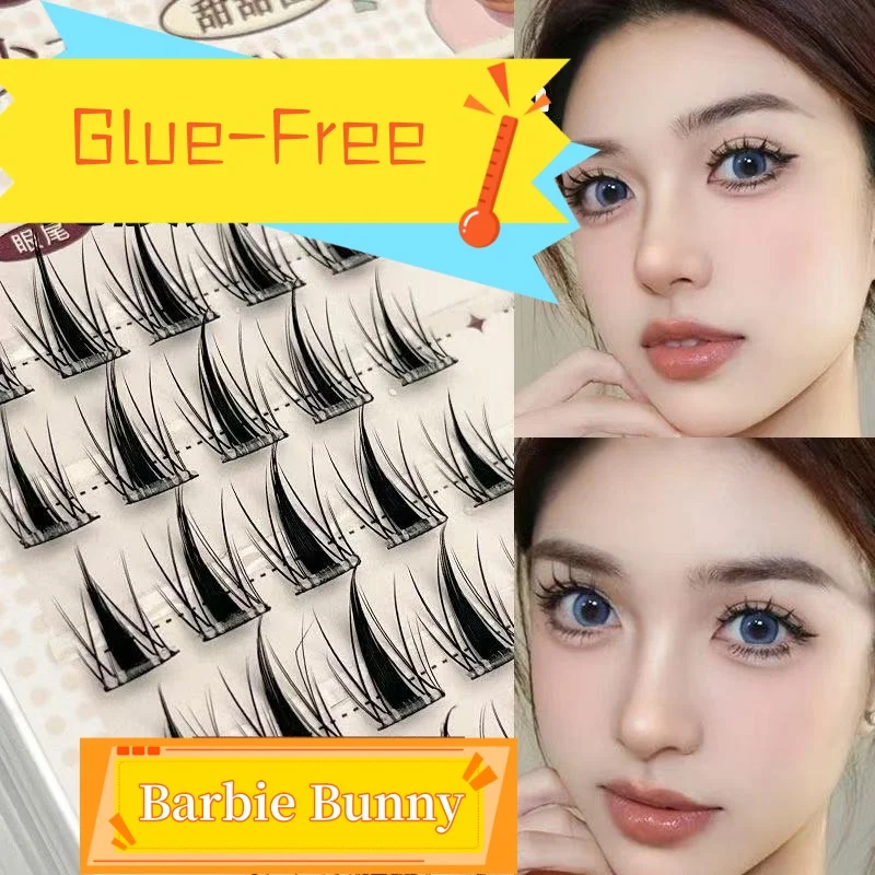 MIAOJIE DIY رموش عنقودية ذاتية اللصق 10 صفوف/صندوق، رموش مقسمة على طراز مانغا خالية من الغراء بمظهر طبيعي