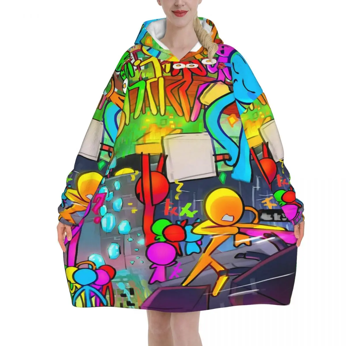 Alan Becker Blanket Hoodie Oversized Wearable Sweatshirt Blanket Warm Gifts for Women Girls Girlfriend