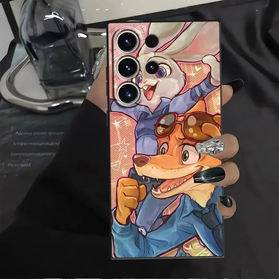 Disney Judy Nick Case for Samsung Galaxy S24+ S25+ S22 S24 Plus S20 S25 Ultra S21 S23 FE S9 Soft Back Phone Cover