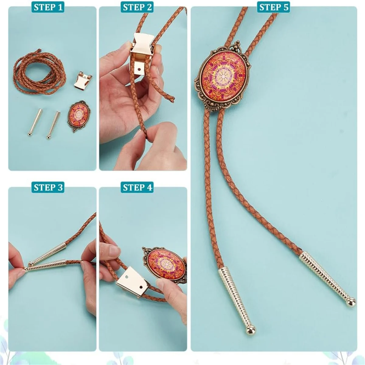 ABGV 11PCS Tie Tips Replacement End Caps, Colorful Bolo Tie Making Kit, for DIY Sweater Chain Necklace Jewelry Making