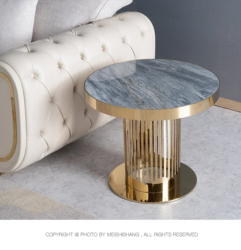 

LHX26 ss 26 Modern Light Luxury Minimalist Creative Stone Plate Corner Table Nordic Designer Model Living Room Sofa Side Table