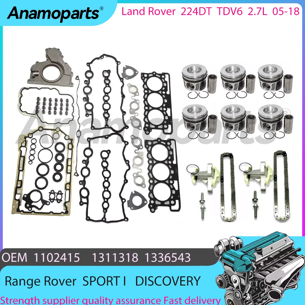 Engine Cylinder Head Gaskets Piston Set Timing Chain Kit For 2.7T L 05-18 Land Rover RANGE ROVER SPORT  2.7 TDV6 276DT 1311318