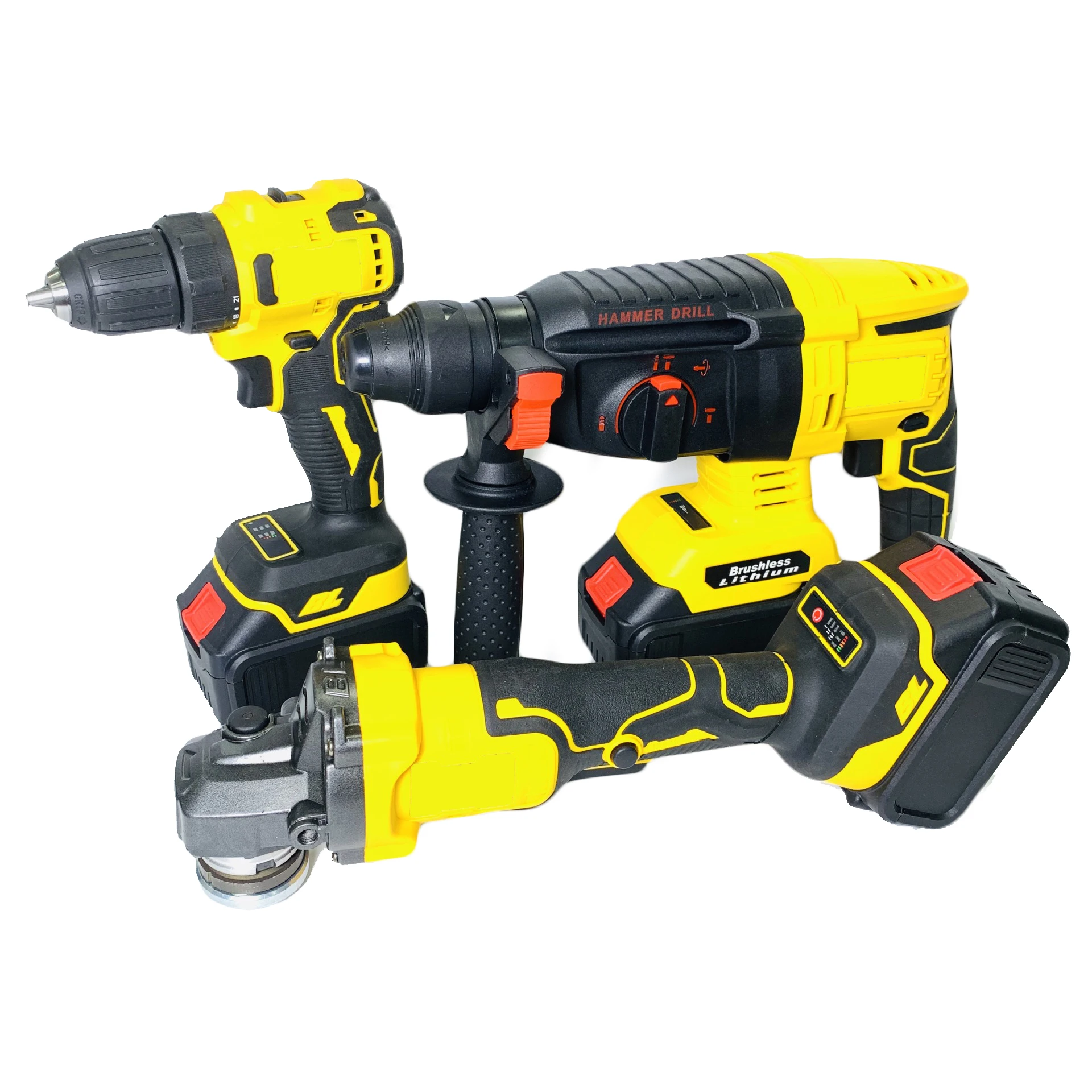 Customized Power Tool Set 2600mAh Cordless Electric Drill Wrenches Angle Grinder Power Hammer Drills Power Drills