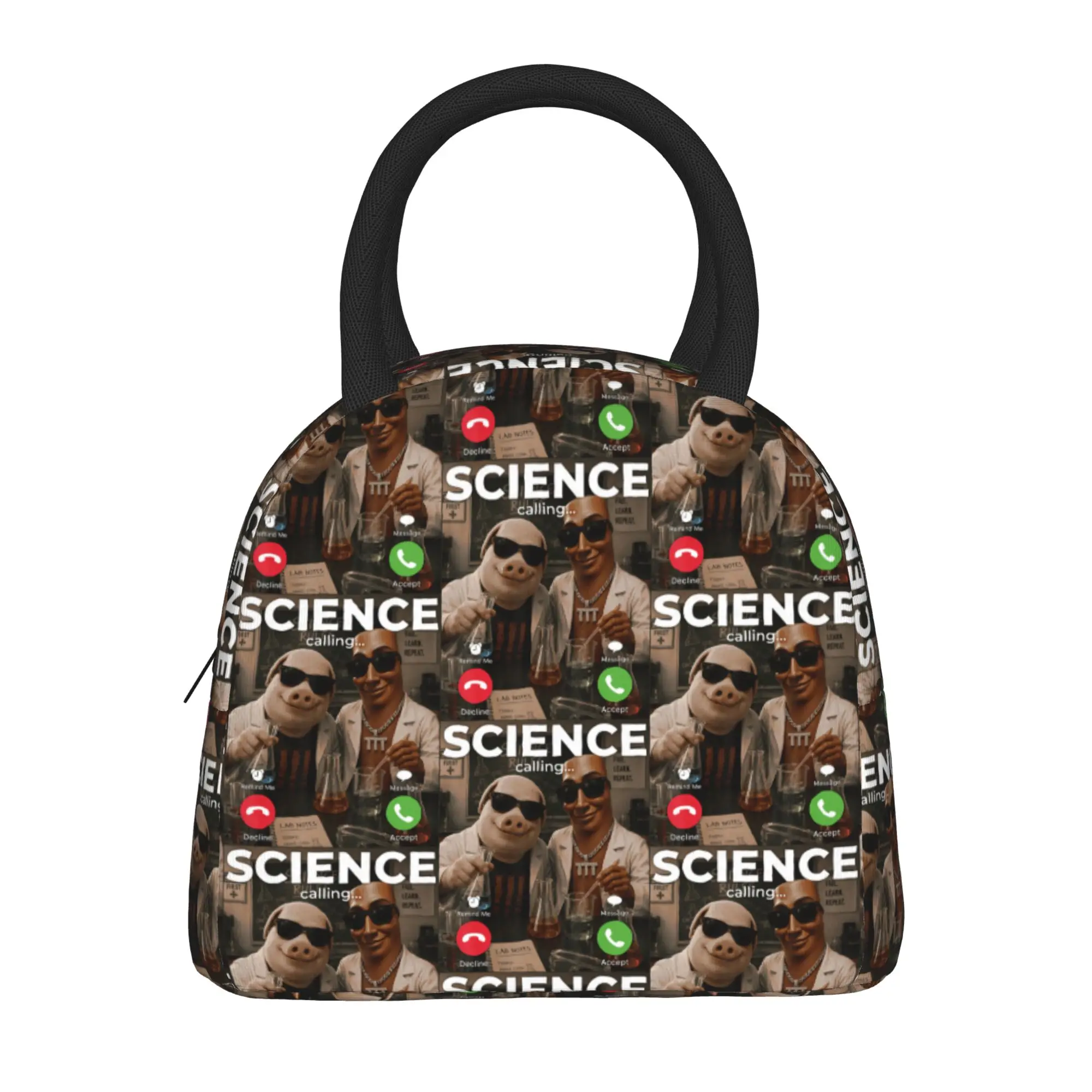 Lab Experiment Bros Tung Sahur John Pork Science Lab Meme Lunch Bag  Portable Zipper Lunch Box Women Travel Designer Cooler Bag