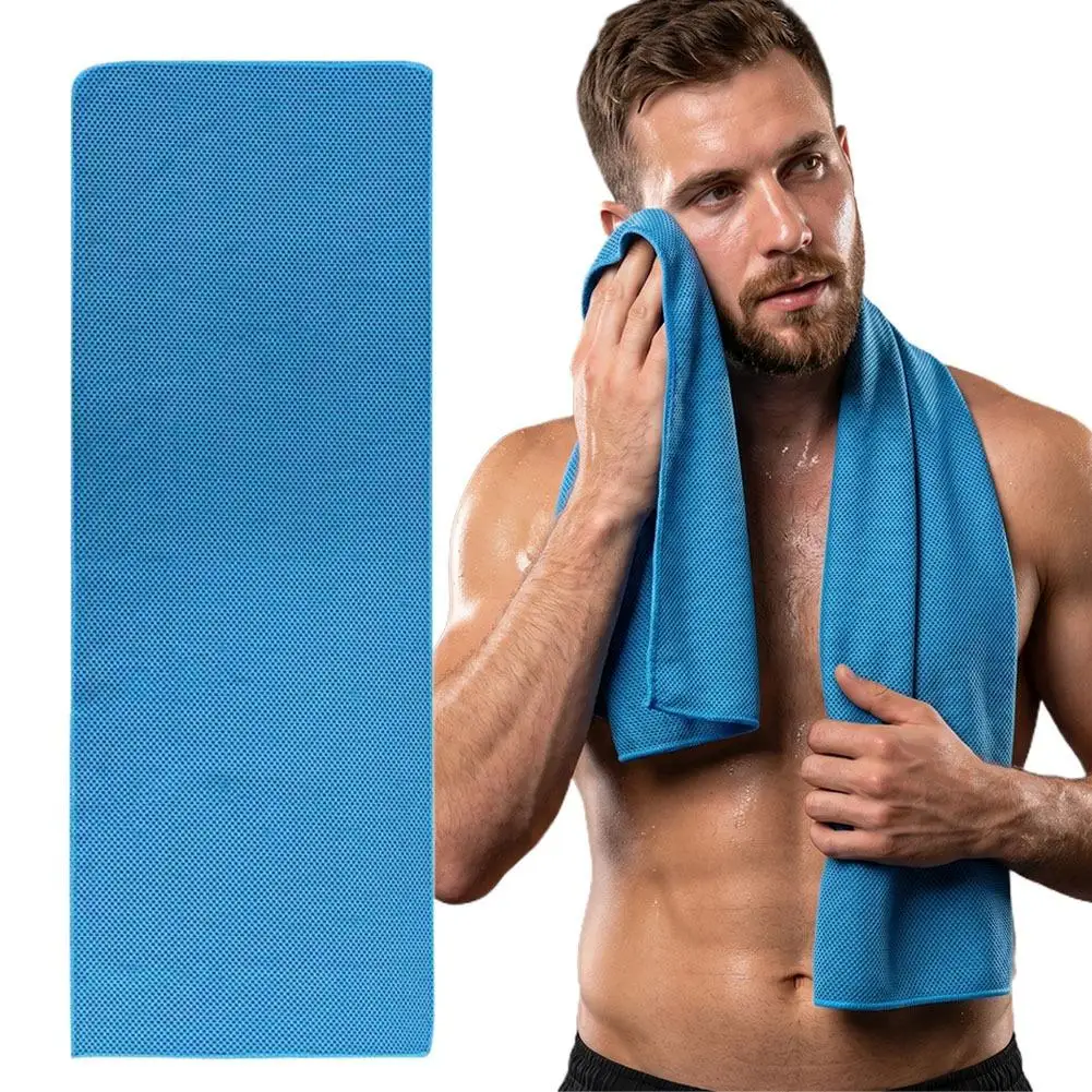 Transparent Polyester Instant Ice Cooling Sports Towel 30×100cm Quick Dry Sweat Absorbent Chilly Neck Wrap with Storage Pouch