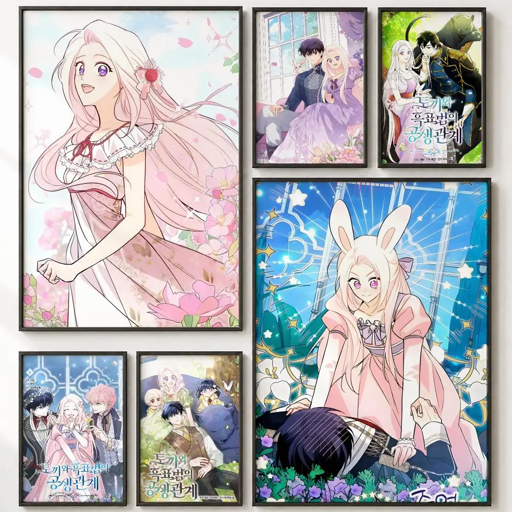 Anime Panther and Rabbit   Poster HD poster wall art self-stick no-residue for home cafe office great gift