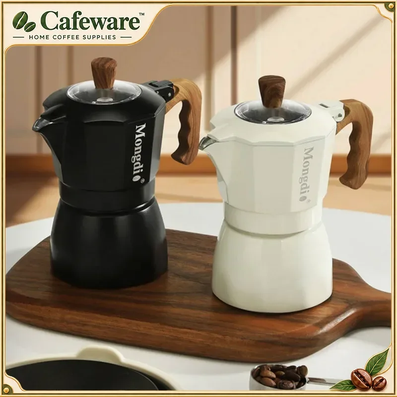 Mongdio Double Valve Moka Pot Coffee Maker Italian Espresso Machine For Home Kitchen Coffee Brewing