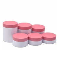 22pcs 50g-250g White Refillable Cosmetic Jar Pink Lid Face Cream Plastic Bottles Portable Travel Cosmetic Container Makeup Vials