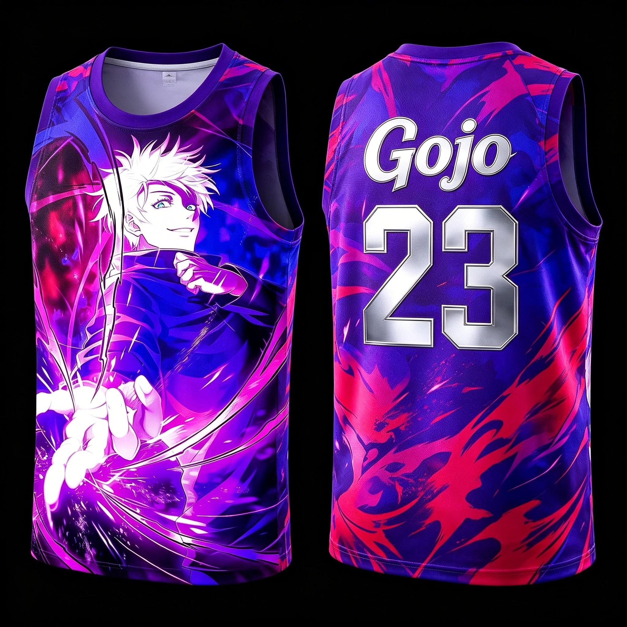Nuevo Chaleco de Anime JUJUTSU KAISEN Satoru Gojo NO.23 77 11 45 1 2 34 para Adultos, Chaleco Deportivo de Baloncesto con Estampado 3D para Hombre, Niños