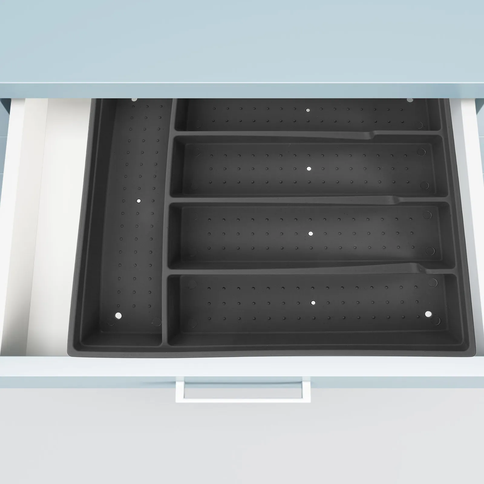 Silverware Drawer Organizer Thickened Cutlery Tray Multiple Compartments for Fork Spoon Chopsticks Bottle Opener Utensil Holder