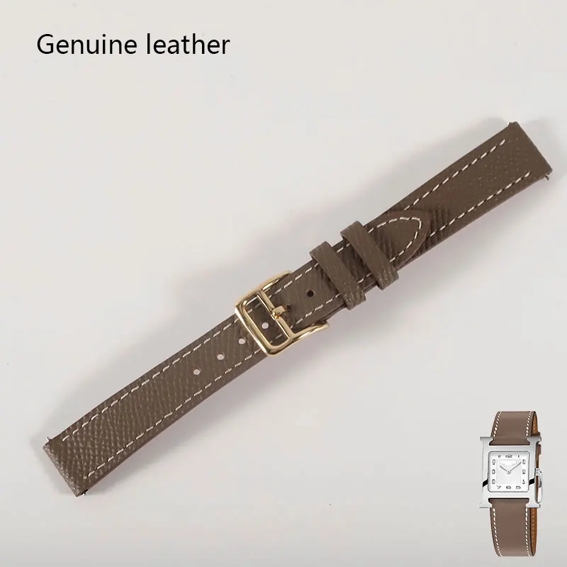 Watch Strap Genuine Leather Soft Durable For Hermee's Watch Band HH Lady Grey Watch Strap 16mm20m Quick Release Easy To Install