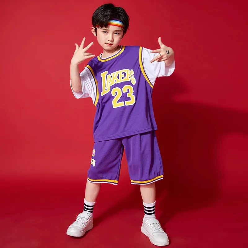 Streetwear divise da basket per ragazze ragazzi costumi da ballo vestiti per bambini concerto abbigliamento Hip Hop Cheerleader T Shirt Shorts