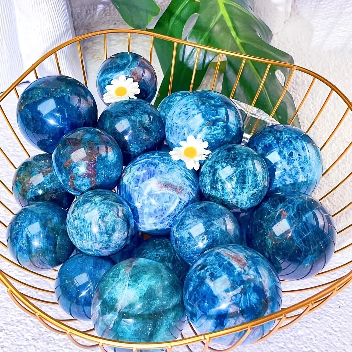 Blue Apatite Crystal Sphere - Genuine Crystal Ball for Home & Office Decor, DIY Jewelry Making, Birthdays & Christmas Gift, Decorative Centerpiece for Tabletop Display - Blue Apatite