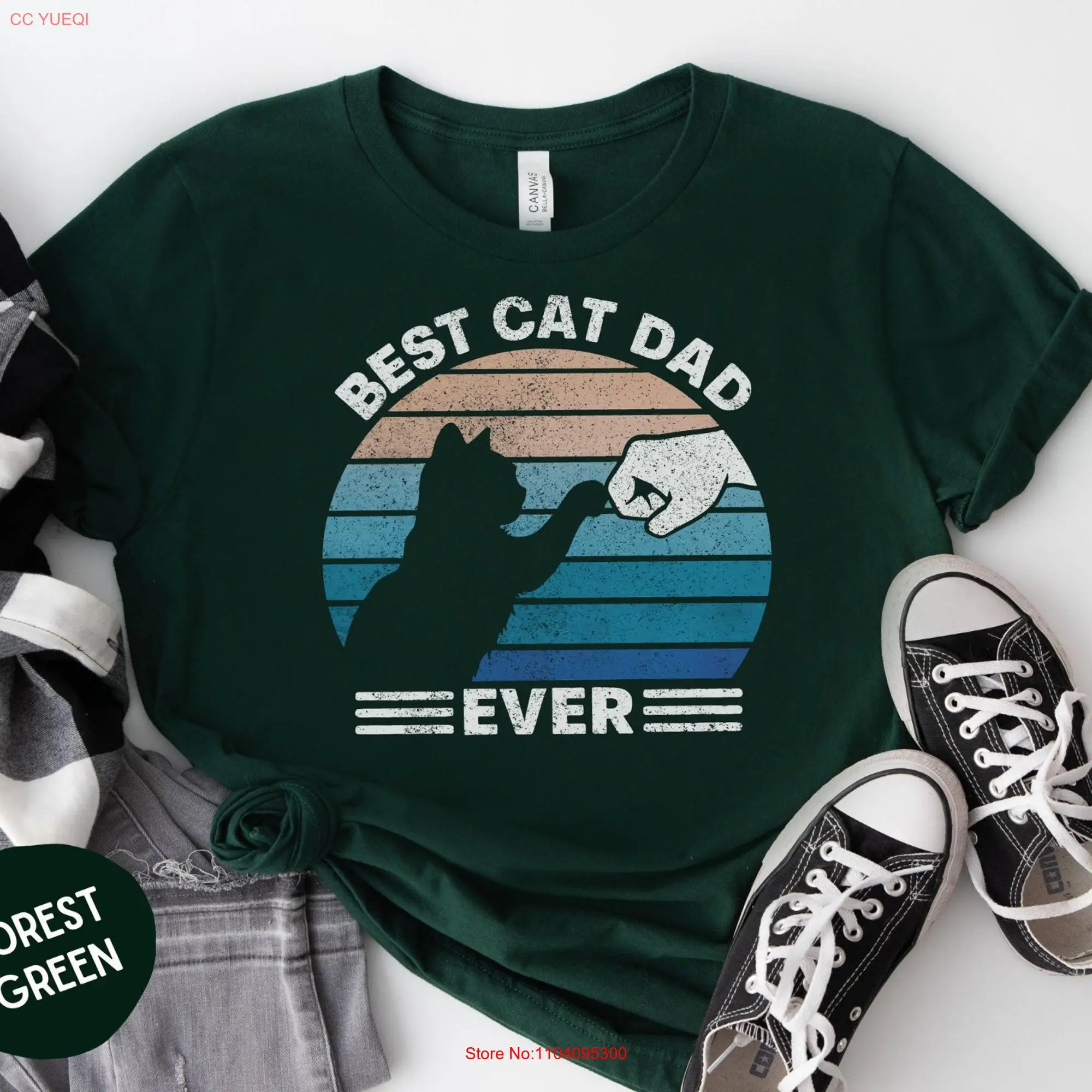 Best Cat Dad Ever Retro Vintage T Shirt Lovers Father's Day Funny long or short sleeves