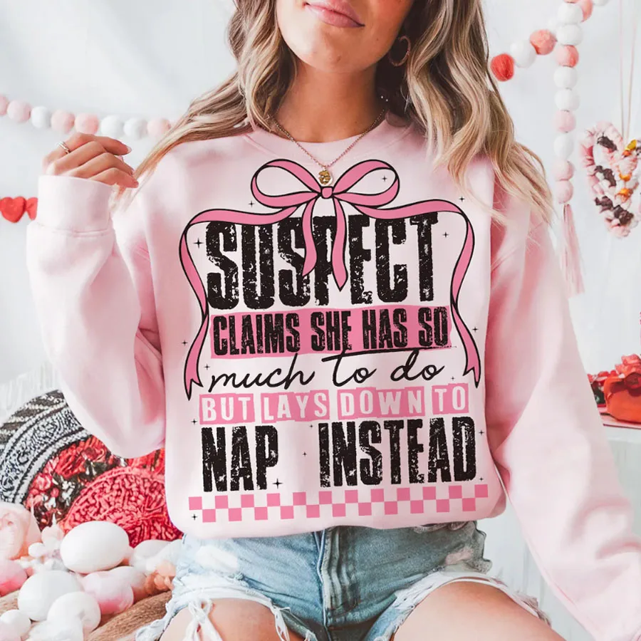 Suspect Claims She Put Her Crazy Away Iron-On Heat Transfer Sticker Decal T-shirts Sweatshirts Bag Clothing Fabric Decor