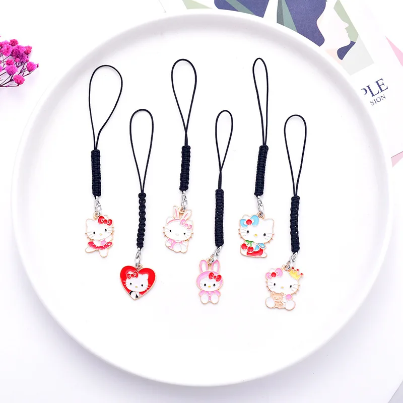 

Sanrio Hello Kitty Mobile Phone Pendant Cartoon Figure Kawaii Phone Lanyard Bag Hanging Decoration USB Flash Disk Anti-loss Gift