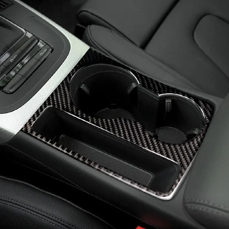 

For Audi A5 A4 B8 2009-2015 Carbon Fiber Center Console Water Cup Holder Cover Trim Panel Cover Car Interior Accessoires
