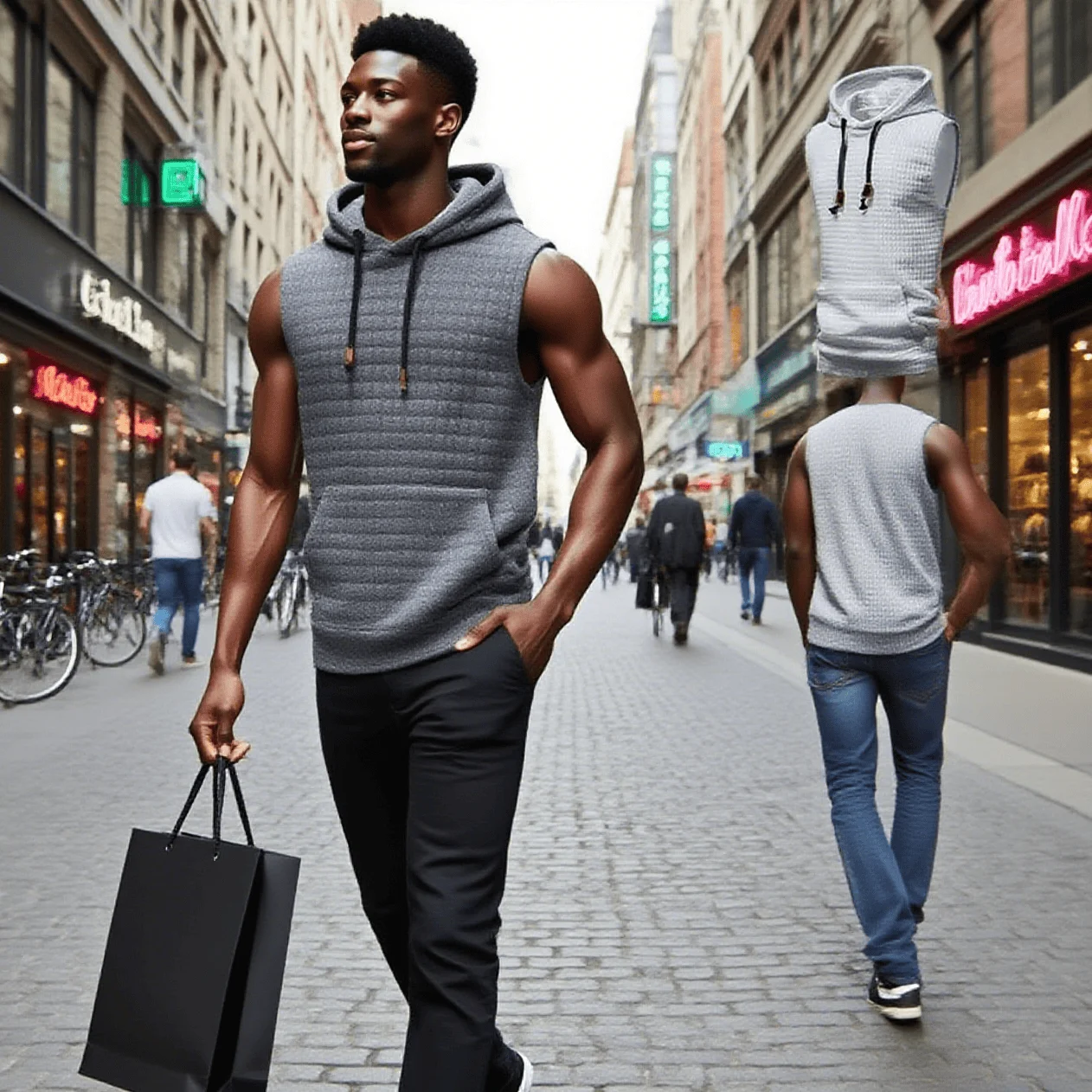 

2025 Mens Sleeveless Hoodies Fashion Casual Zipper Hooded Sweatshirt Men bodybuilding tank top sporting Shirt waistcoat vest gym